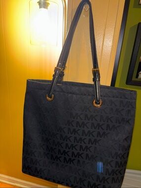 Michael Kors Black MK Logo Shoulder Tote